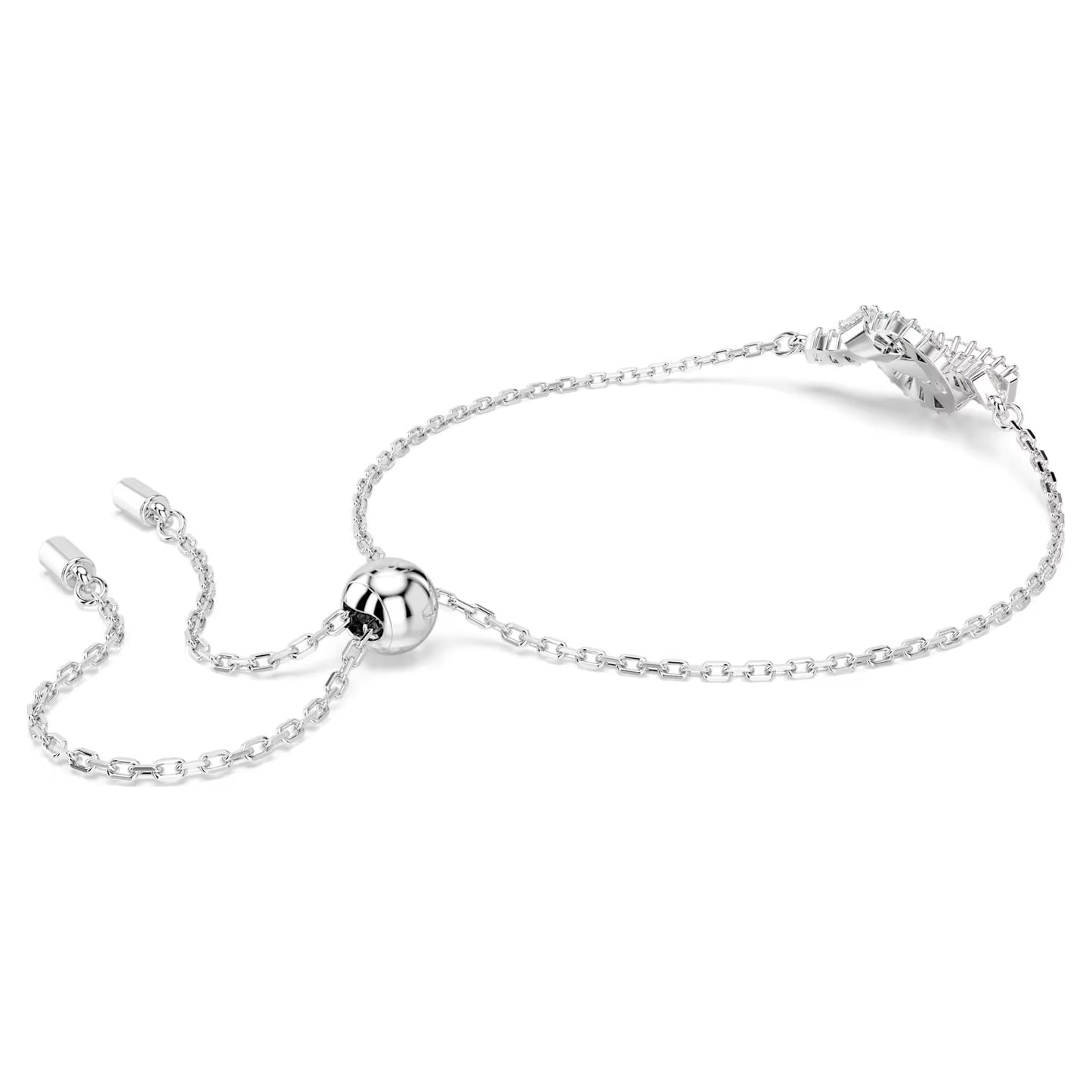 Matrix bracelet, Baguette cut, Knot, White, Rhodium plated