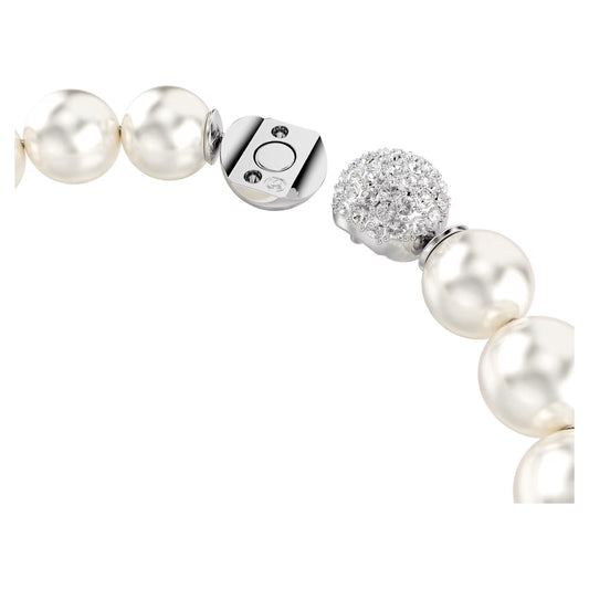 Matrix bracelet, Crystal pearl, White, Rhodium plated