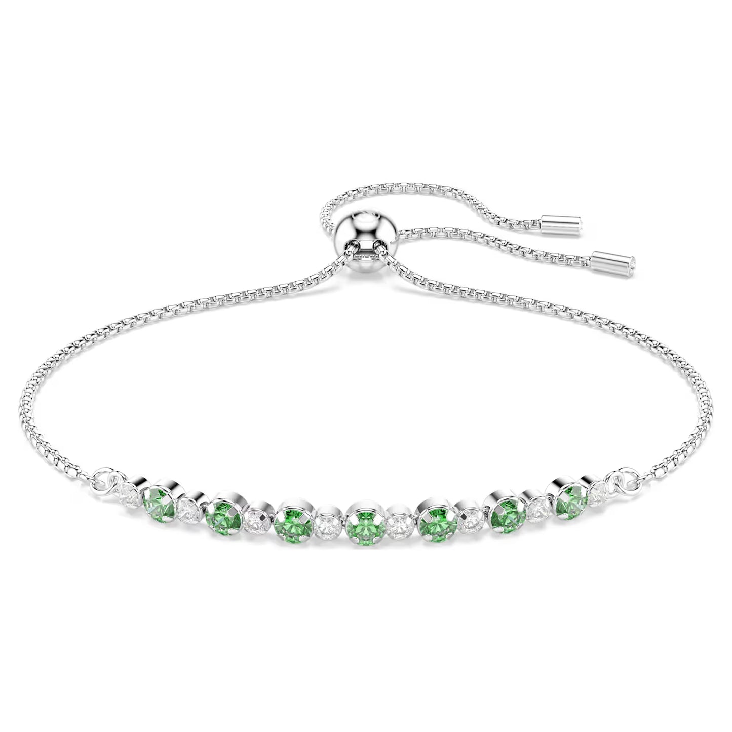 Matrix bracelet Round cut, Green, Rhodium plated