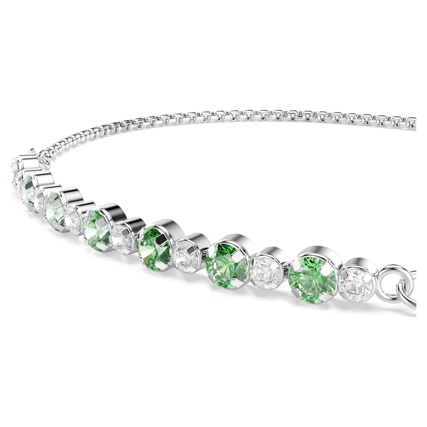 Matrix bracelet Round cut, Green, Rhodium plated