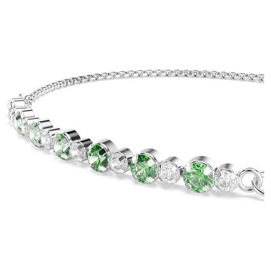 Matrix bracelet Round cut, Green, Rhodium plated