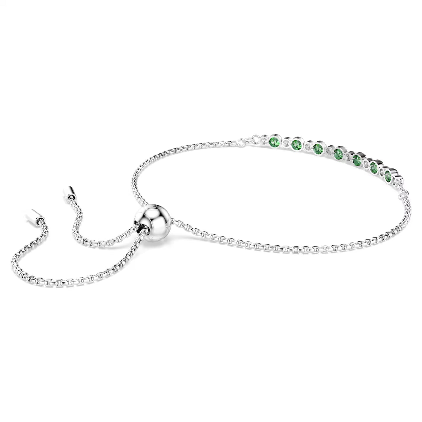 Matrix bracelet Round cut, Green, Rhodium plated