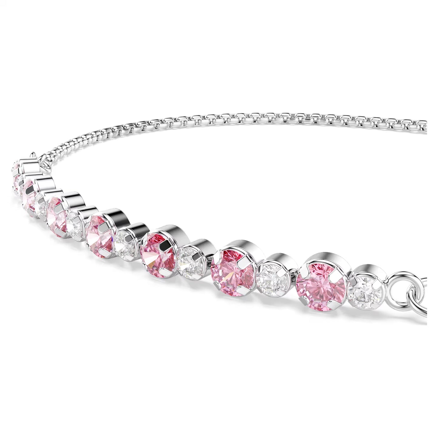Matrix bracelet Round cut, Pink, Rhodium plated