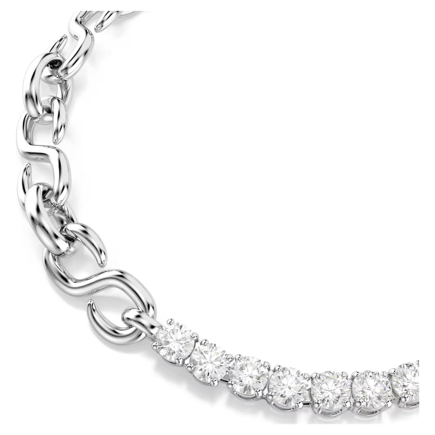 Matrix bracelet, Round cut, White, Rhodium plated