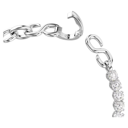 Matrix bracelet, Round cut, White, Rhodium plated