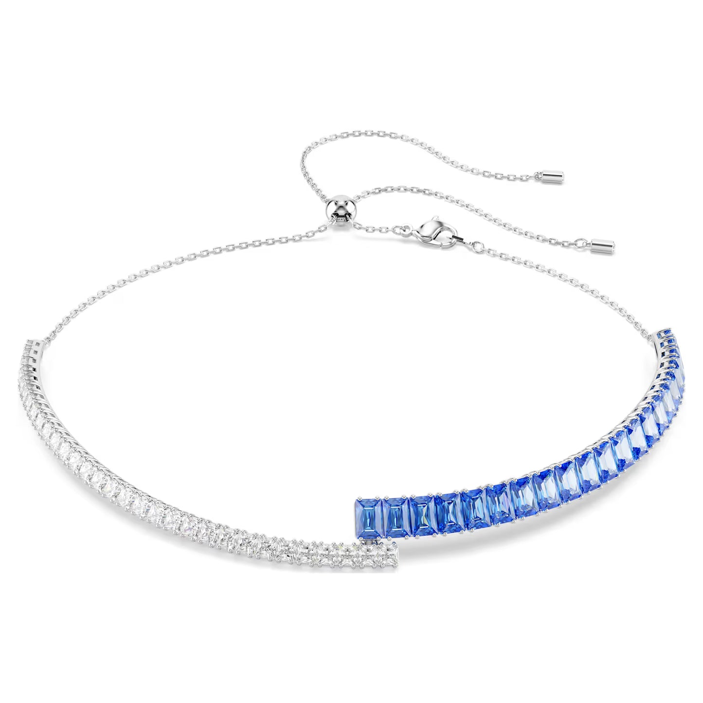 Matrix choker, Mixed cuts, Blue, Rhodium plated