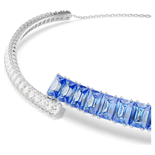 Matrix choker, Mixed cuts, Blue, Rhodium plated