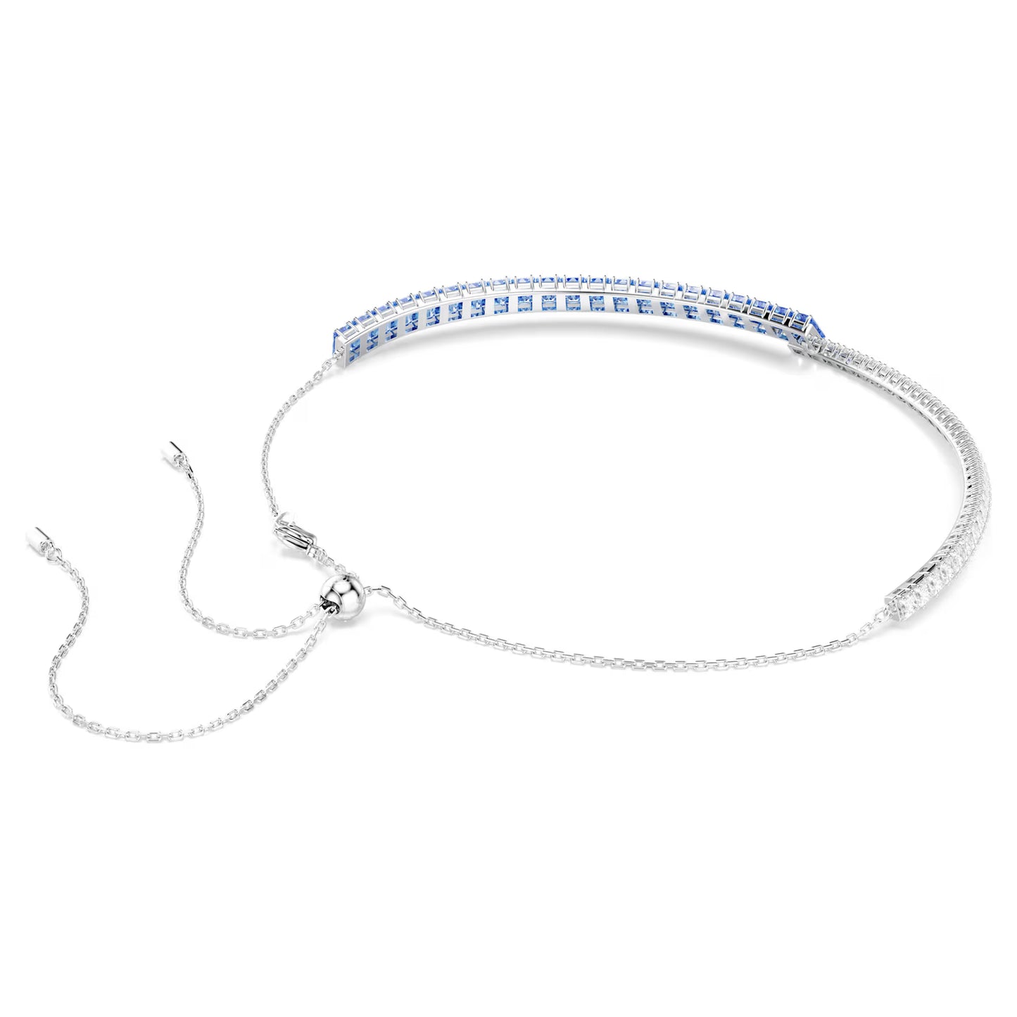 Matrix choker, Mixed cuts, Blue, Rhodium plated