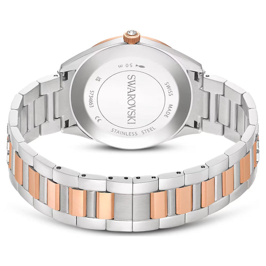 Matrix date watch, Swiss Made, Metal bracelet, Rose gold tone, Mixed metal finish