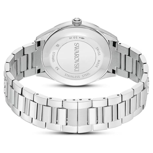 Matrix date watch, Swiss Made, Metal bracelet, Silver Tone, Stainless steel