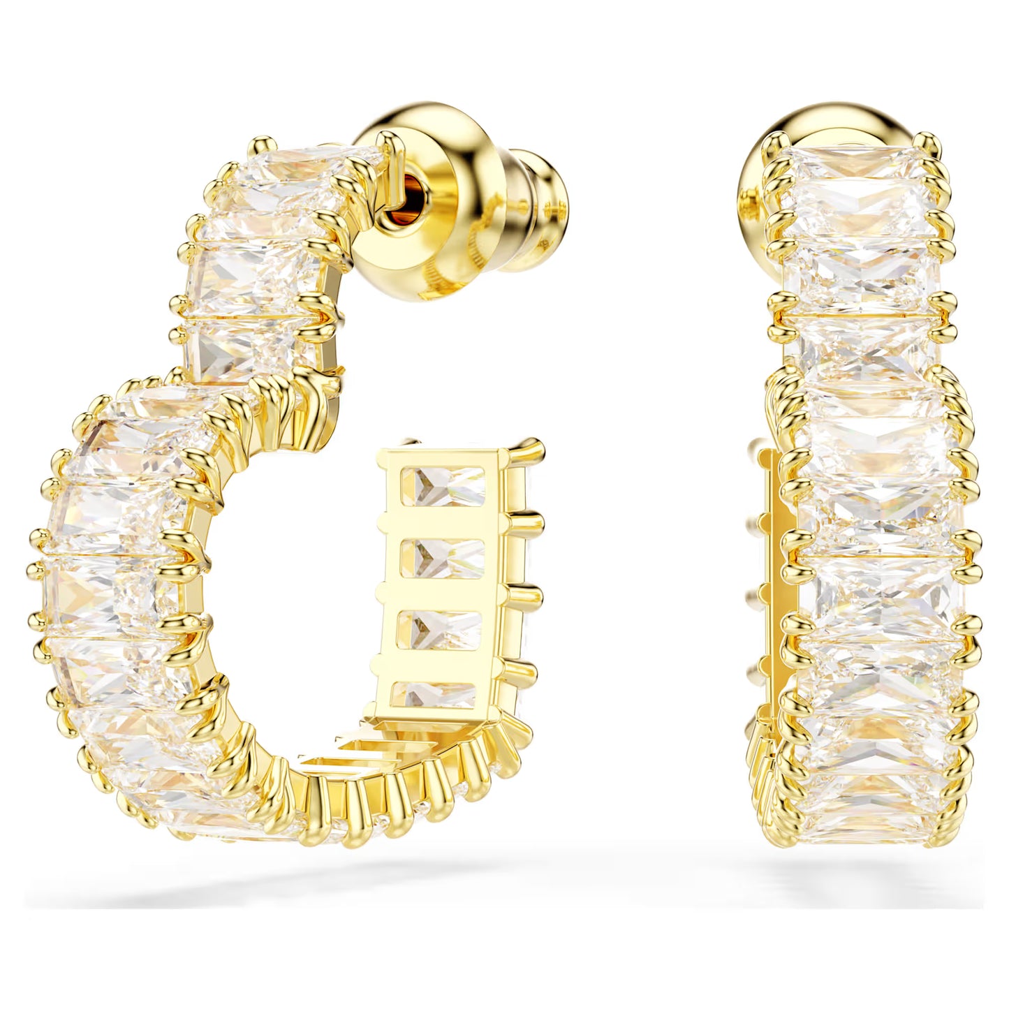 Matrix hoop earrings, Baguette, Heart, Gold