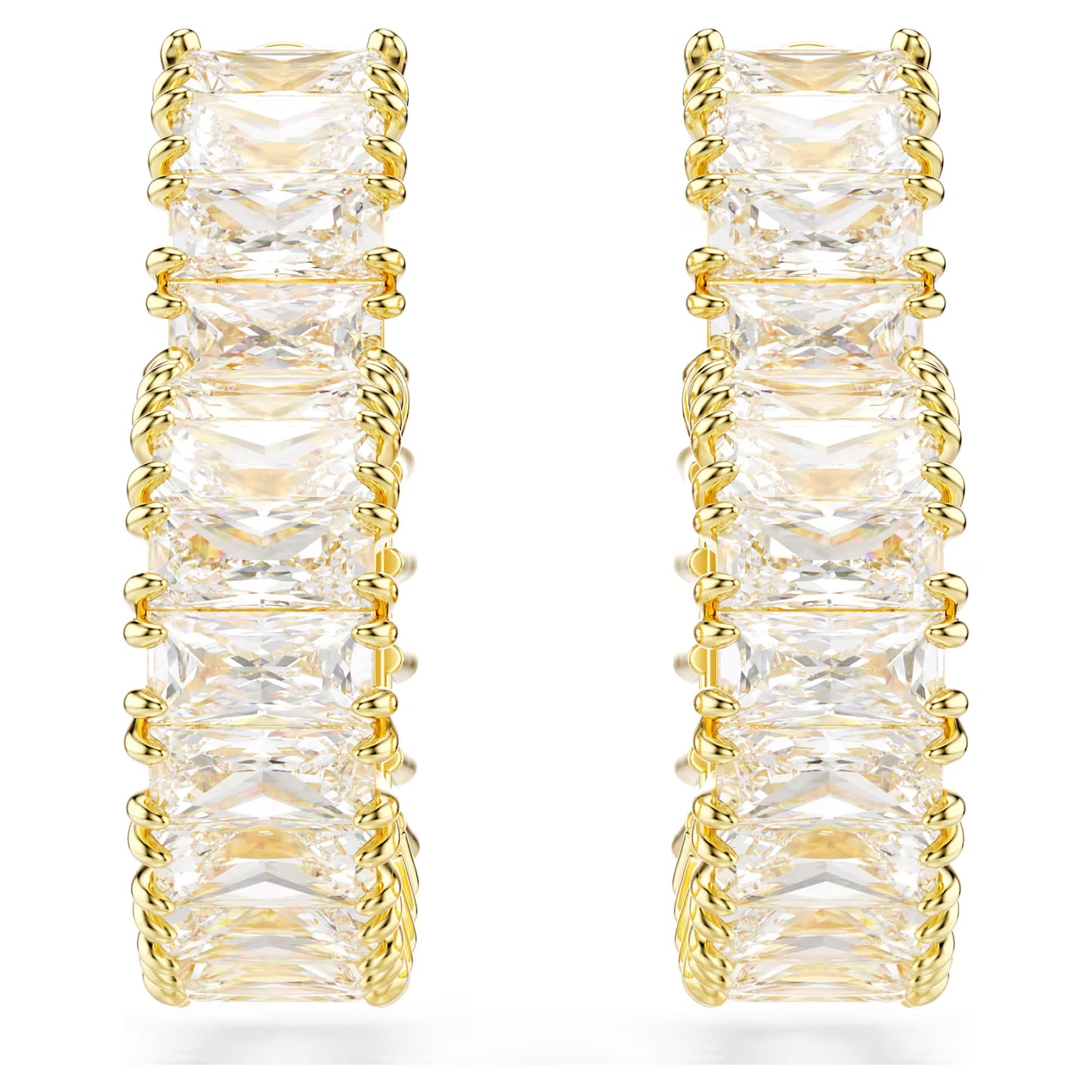 Matrix hoop earrings, Baguette, Heart, Gold