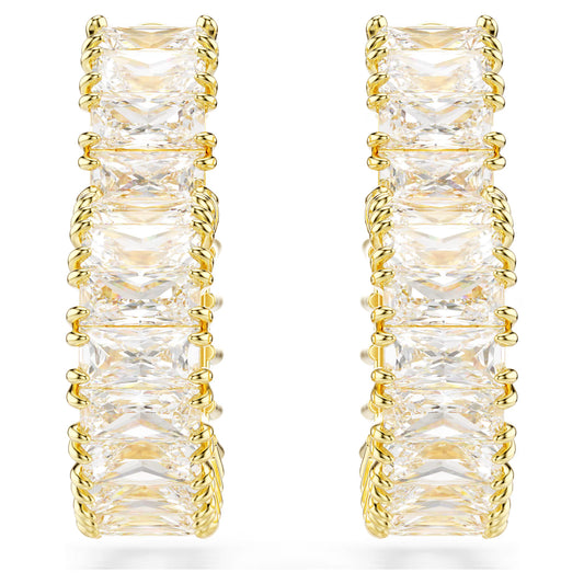 Matrix hoop earrings, Baguette, Heart, Gold