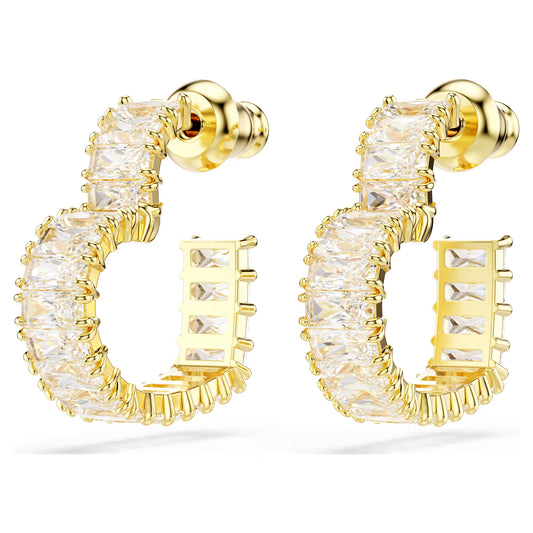 Matrix hoop earrings, Baguette, Heart, Gold
