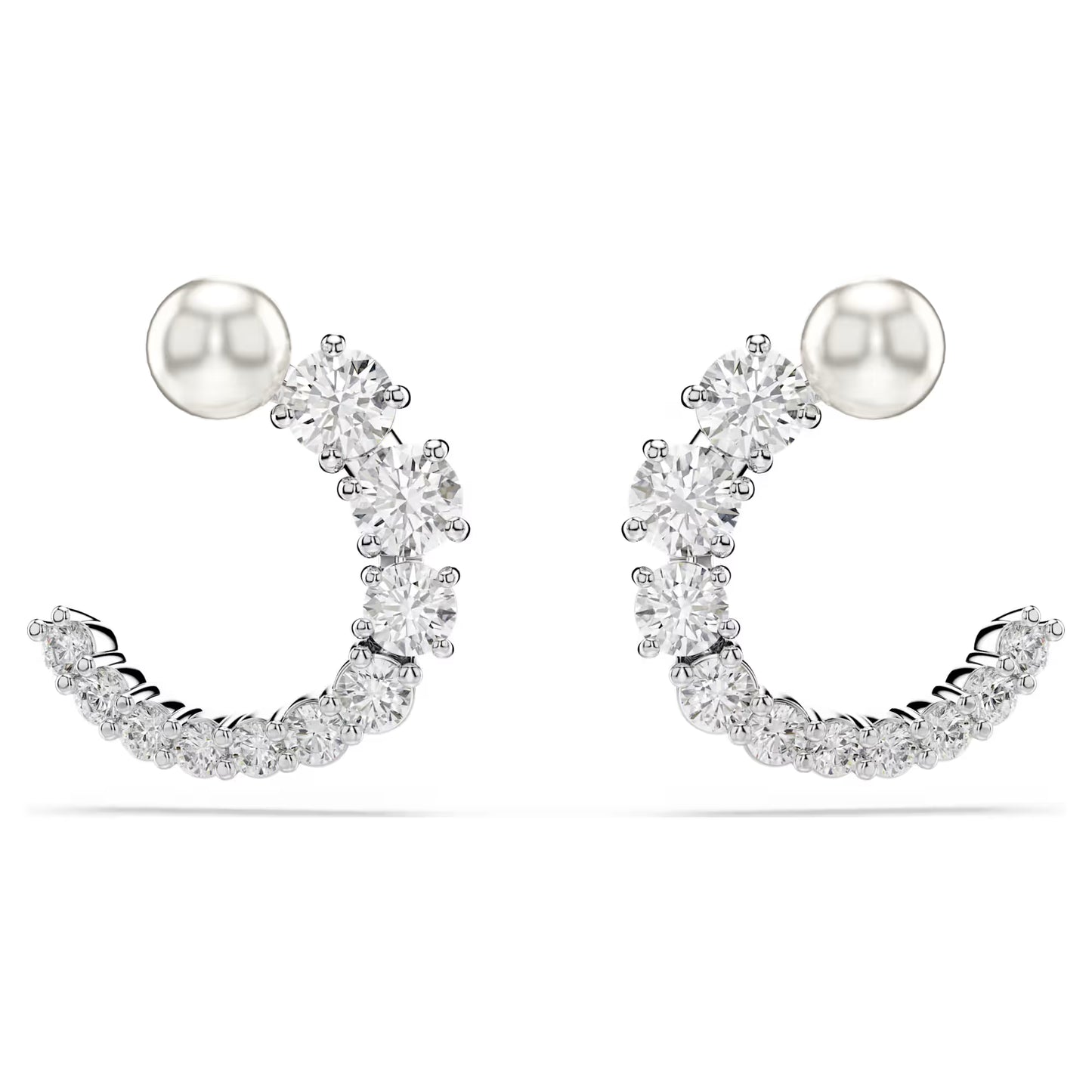Matrix hoop earrings, Crystal pearl, Round cut