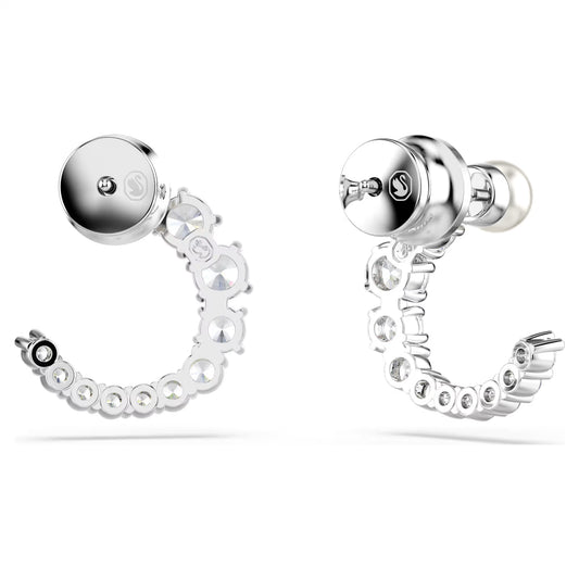 Matrix hoop earrings, Crystal pearl, Round cut