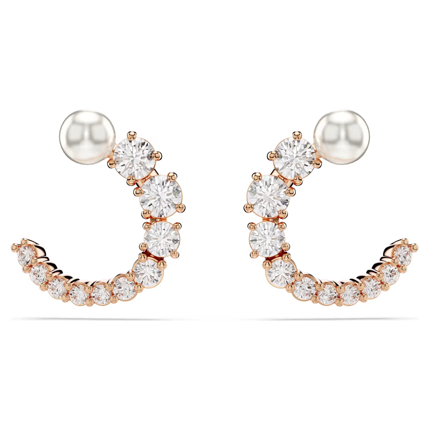 Matrix hoop earrings, Crystal pearl, Round, Rose