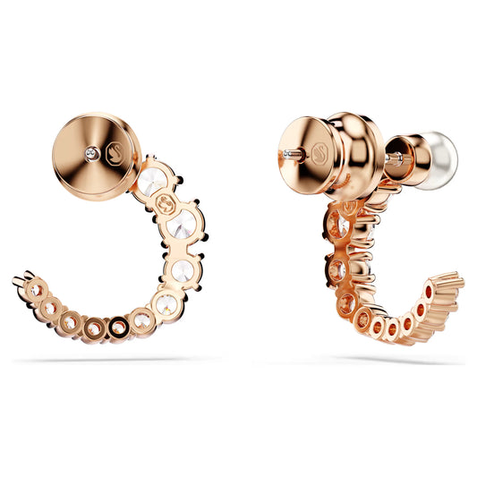Matrix hoop earrings, Crystal pearl, Round, Rose