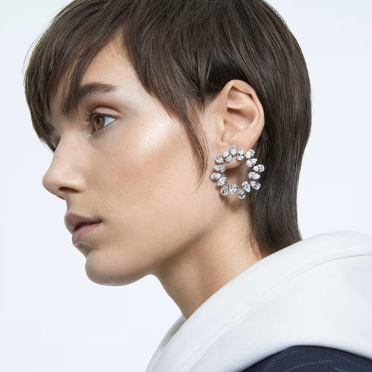 Millenia earrings Circle, Pear cut crystals