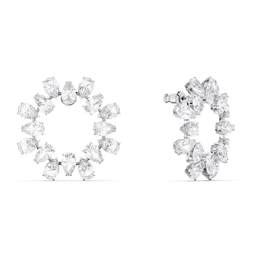 Millenia earrings Circle, Pear cut crystals