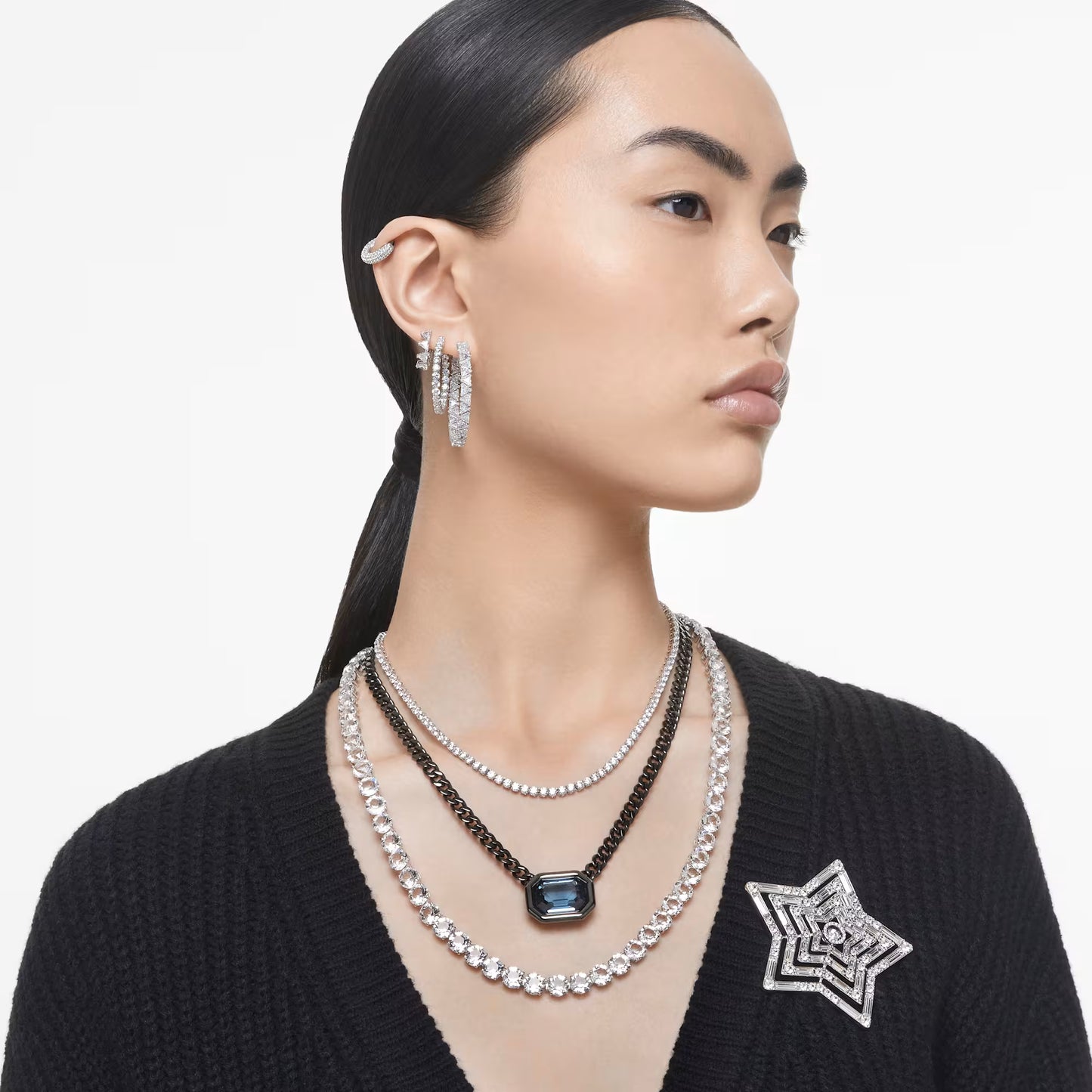 Millenia hoop earrings, Triangle Swarovski Zirconi