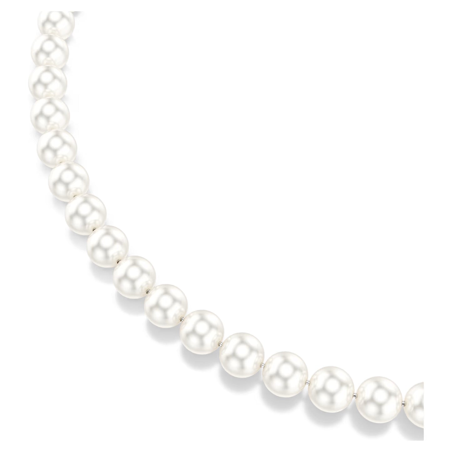 Matrix necklace, Crystal pearl, White, Rhodium plated