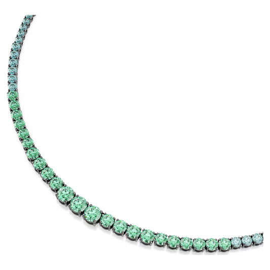 Matrix necklace, Gradient of round cuts, Multicoloured, Ruthenium plated