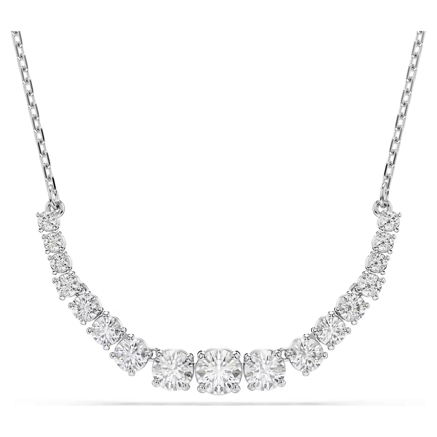 Matrix necklace, Gradient of round cuts, Rhodium