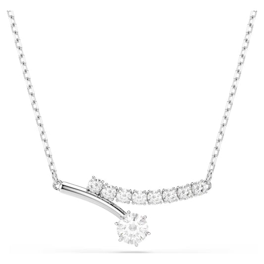 Matrix necklace, Round cut, White, Rhodium plated