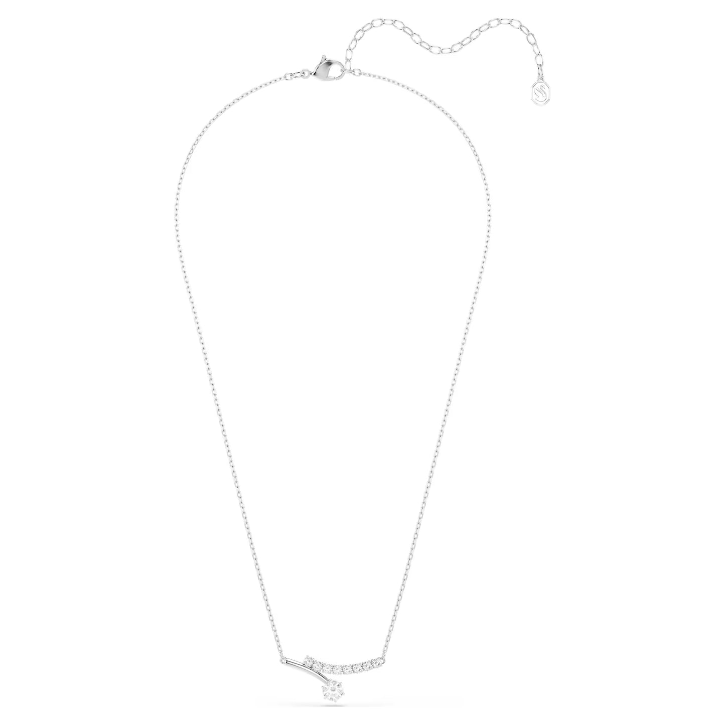Matrix necklace, Round cut, White, Rhodium plated