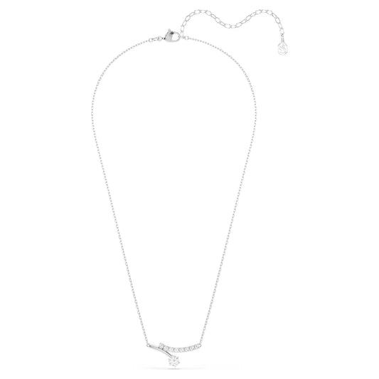 Matrix necklace, Round cut, White, Rhodium plated