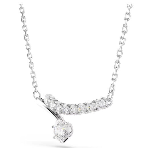 Matrix necklace, Round cut, White, Rhodium plated