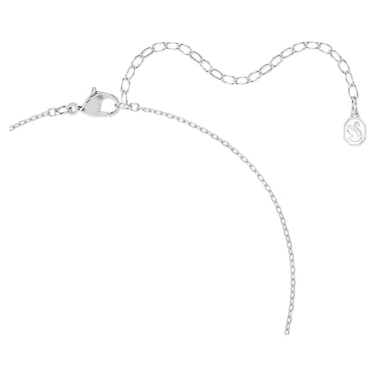 Matrix necklace, Round cut, White, Rhodium plated