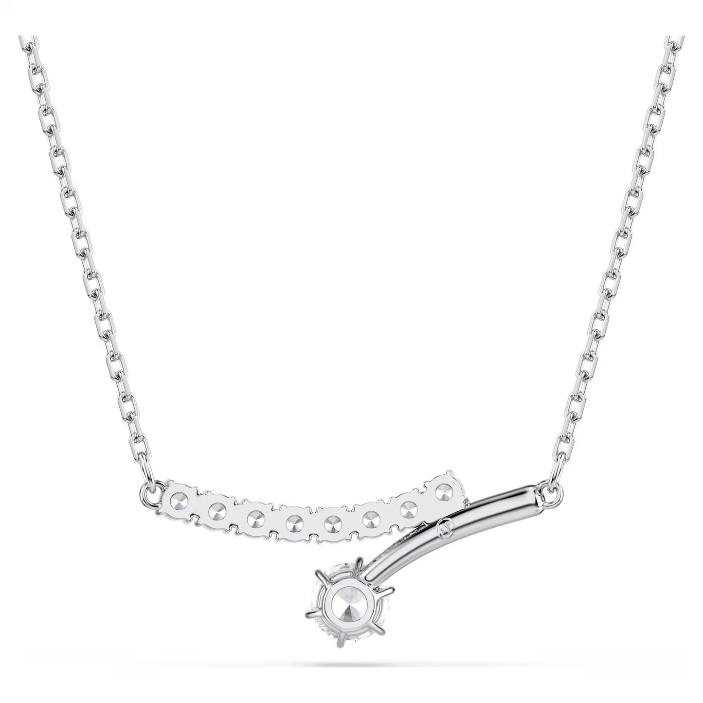 Matrix necklace, Round cut, White, Rhodium plated