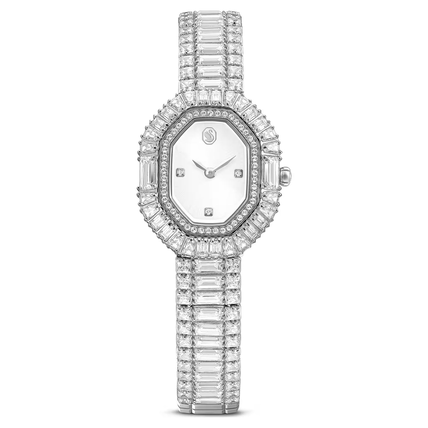 Matrix octagon watch, Baguette cut, Metal bracelet, Silver Tone, Stainless steel