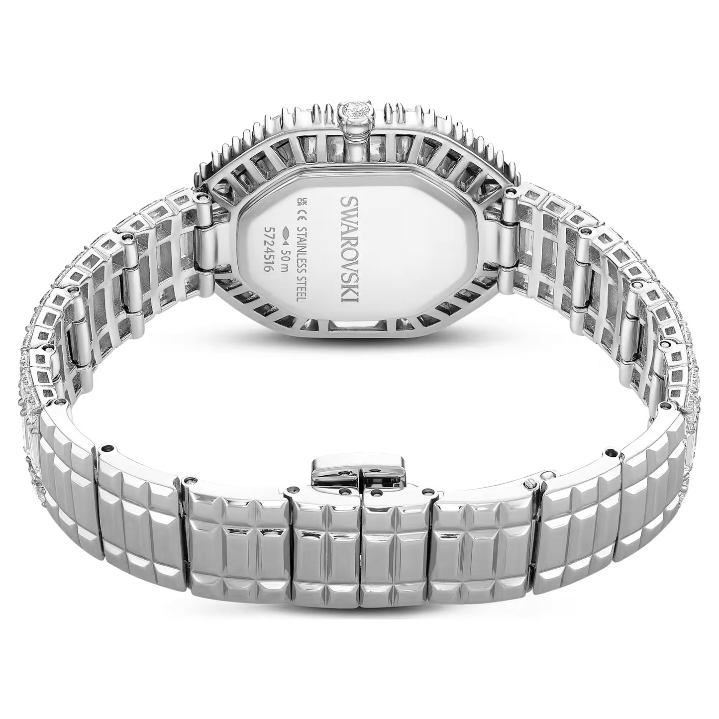 Matrix octagon watch, Baguette cut, Metal bracelet, Silver Tone, Stainless steel