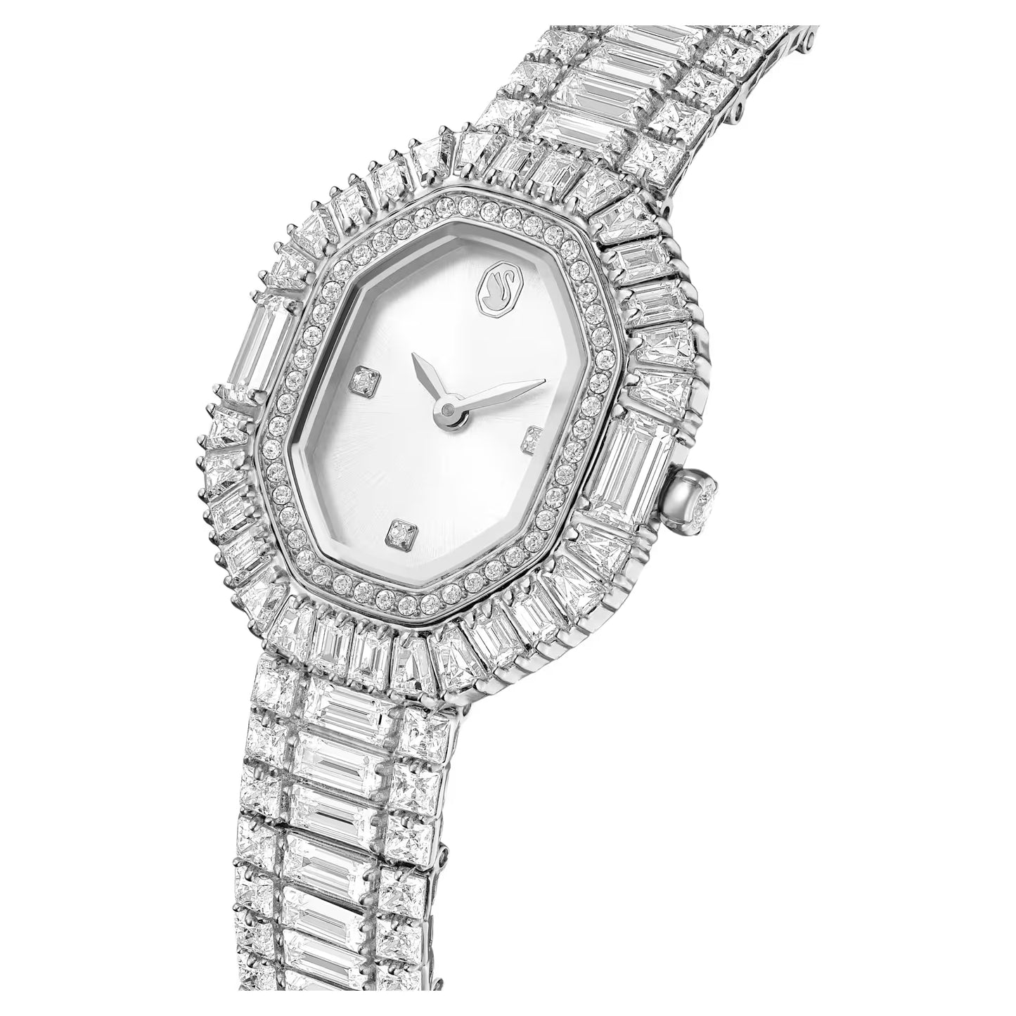 Matrix octagon watch, Baguette cut, Metal bracelet, Silver Tone, Stainless steel