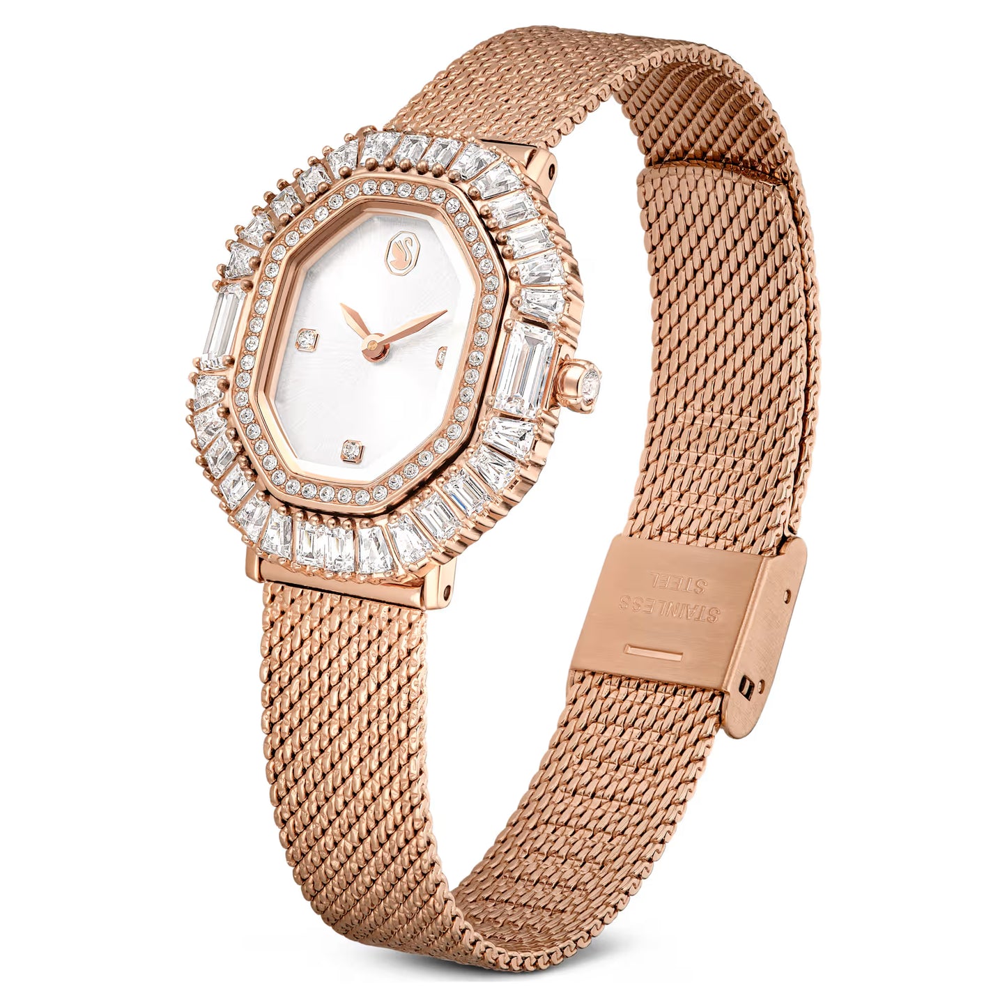 Matrix octagon watch, Metal bracelet, Rose gold tone, Rose gold-tone finish