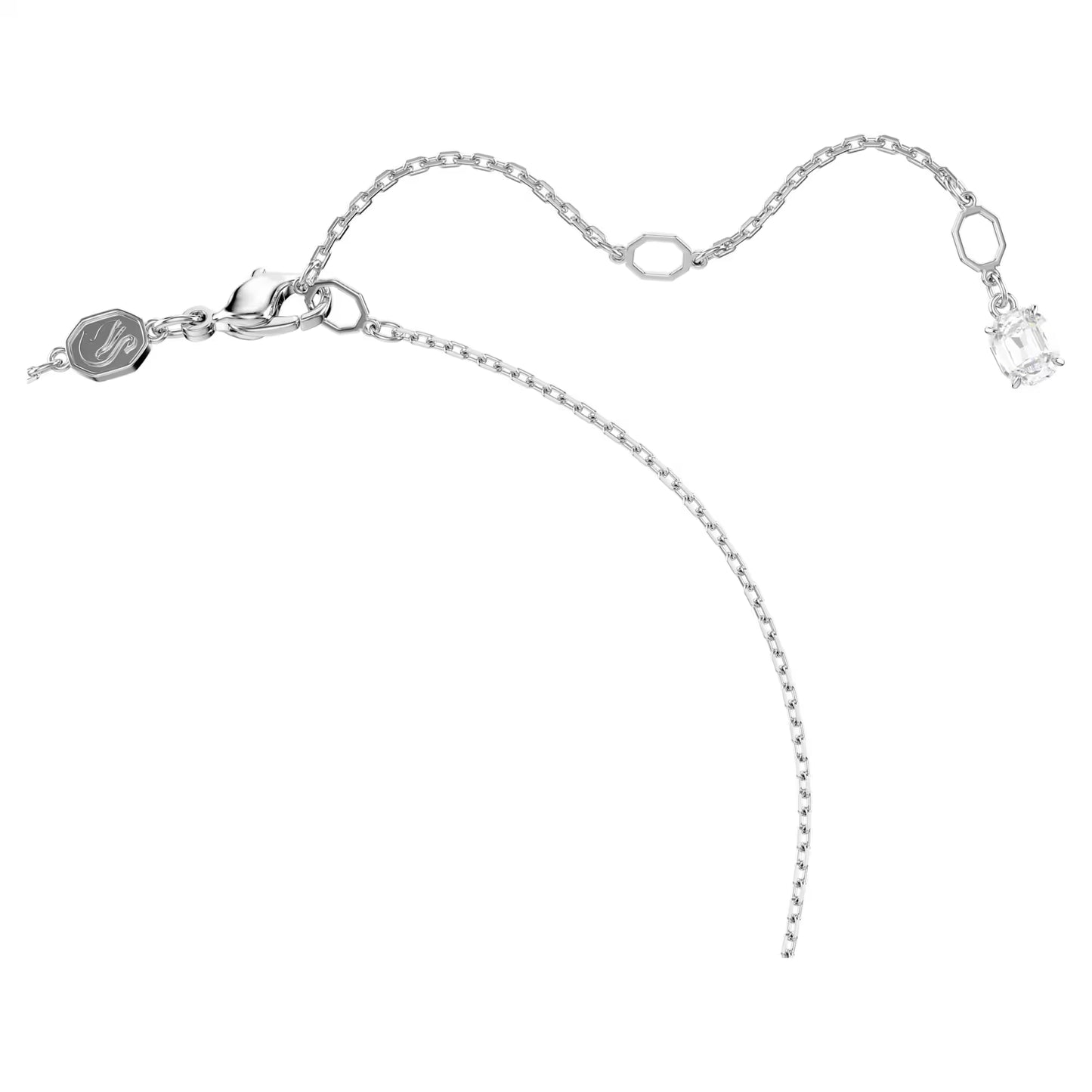 Matrix pendant, Baguette cut, Knot, White, Rhodium plated