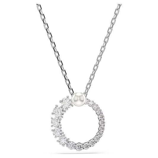 Matrix pendant, Crystal pearl, Round cut, White