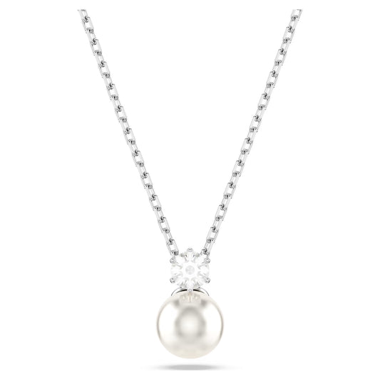 Matrix pendant, Crystal pearl, Round cut, White