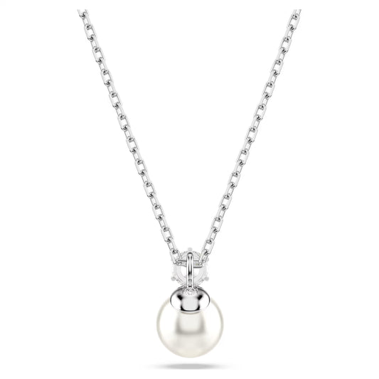 Matrix pendant, Crystal pearl, Round cut, White