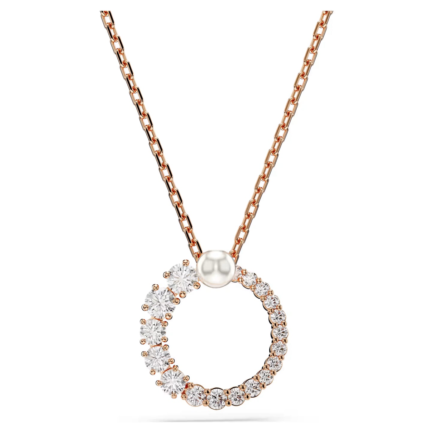 Matrix pendant, Crystal pearl, Round, Rose Gold