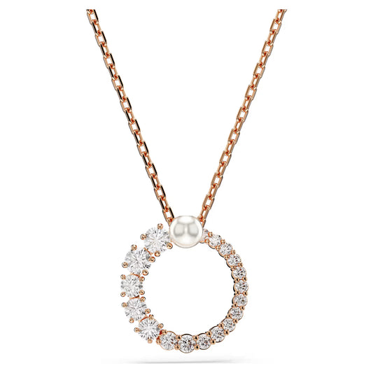 Matrix pendant, Crystal pearl, Round, Rose Gold