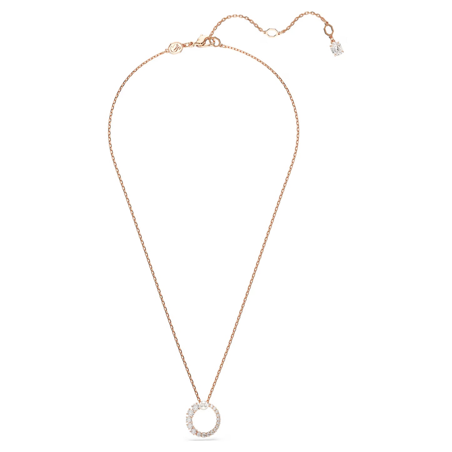 Matrix pendant, Crystal pearl, Round, Rose Gold