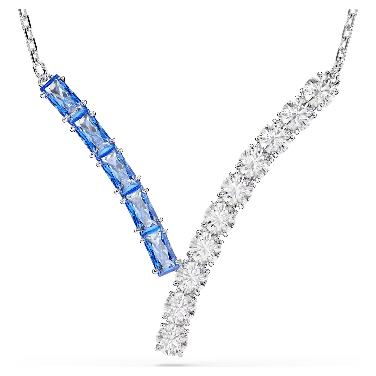 Matrix pendant, Mixed cuts, Blue, Rhodium plated