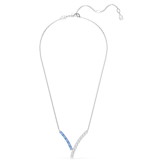 Matrix pendant, Mixed cuts, Blue, Rhodium plated