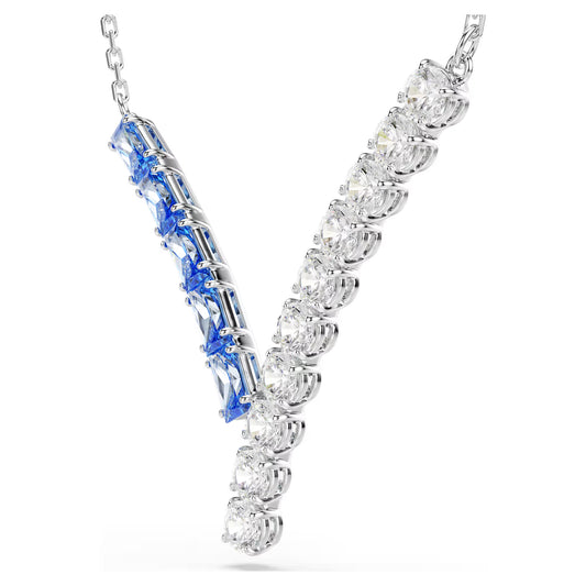 Matrix pendant, Mixed cuts, Blue, Rhodium plated