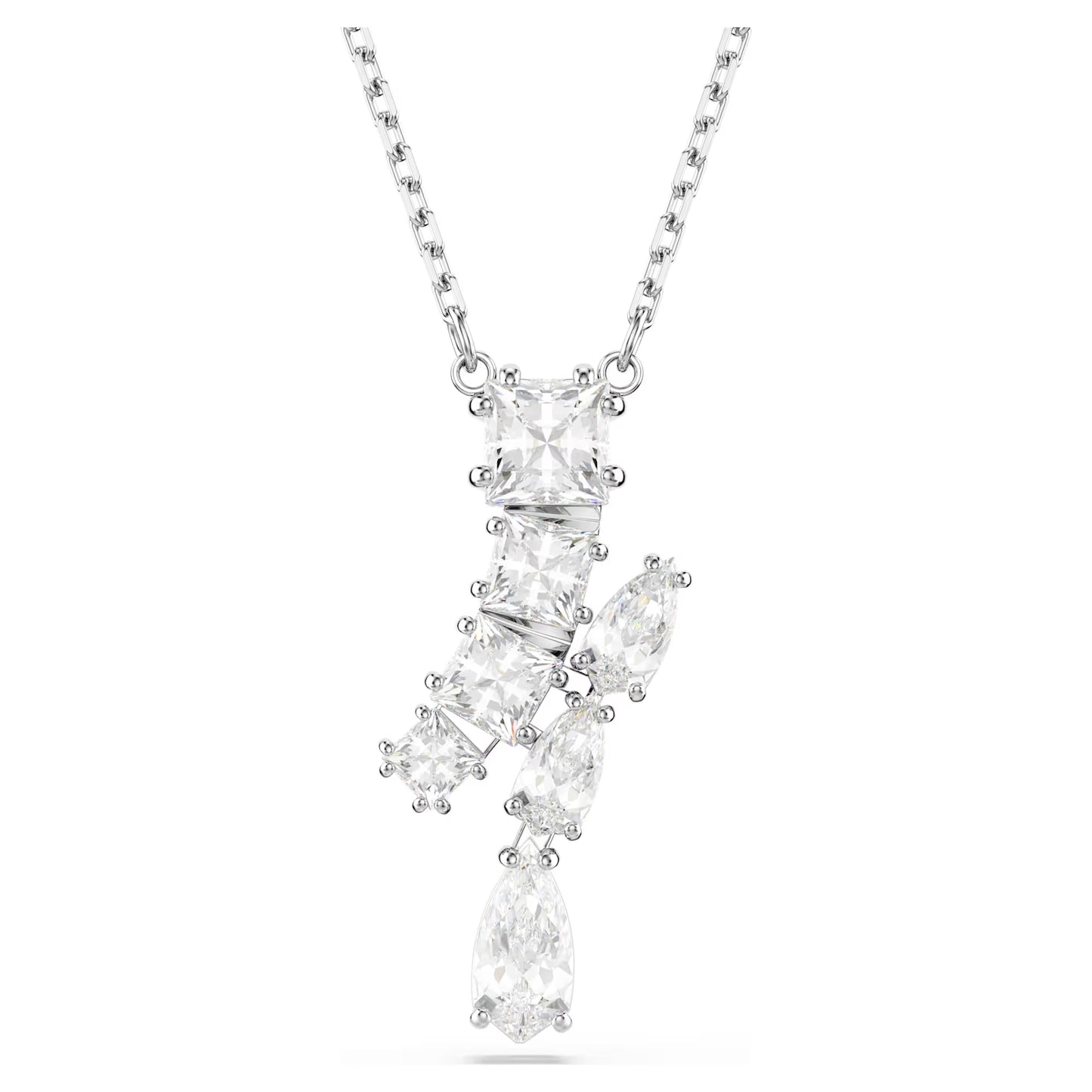 Matrix pendant, Mixed cuts, White, Rhodium