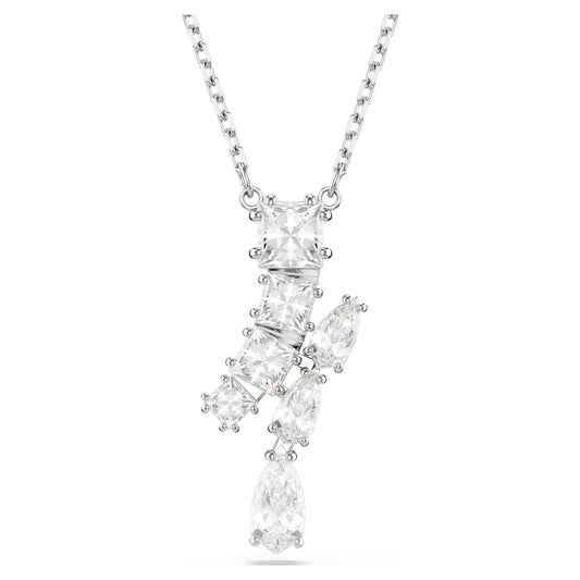 Matrix pendant, Mixed cuts, White, Rhodium